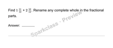 Add mixed numbers — Grade 4 problem preview