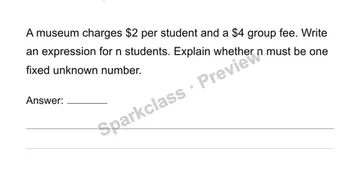 Use variables for unknowns and varying quantities — Grade 6 problem preview