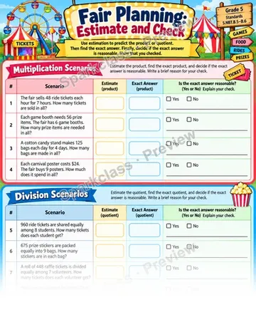 Estimate and Check Operations — Grade 5 worksheet preview
