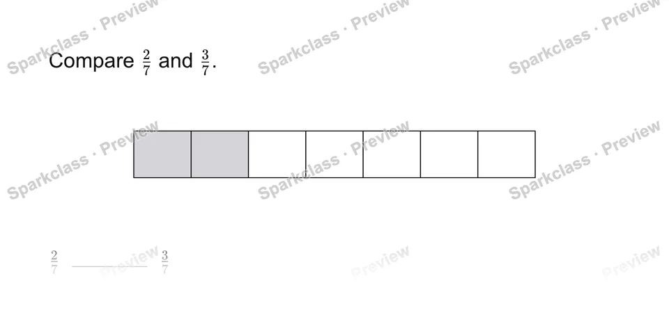 Compare same denominators — page 1