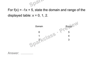 Find domain and range — Grade 8 problem preview