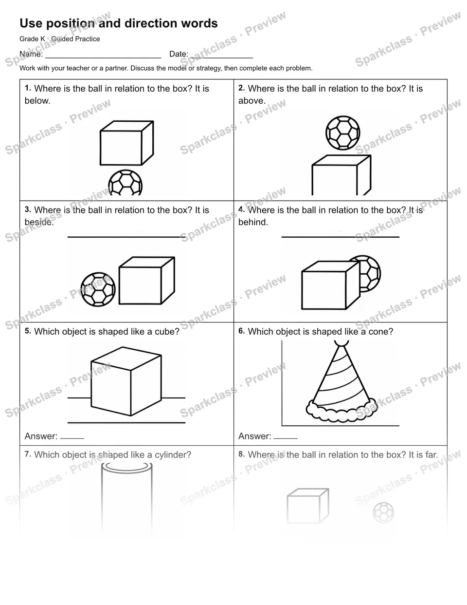 Use position and direction words — Guided Practice — page 1