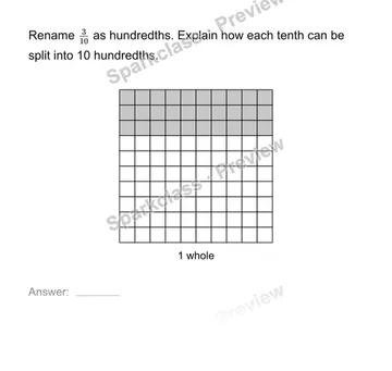 Connect tenths and hundredths — Grade 4 problem preview