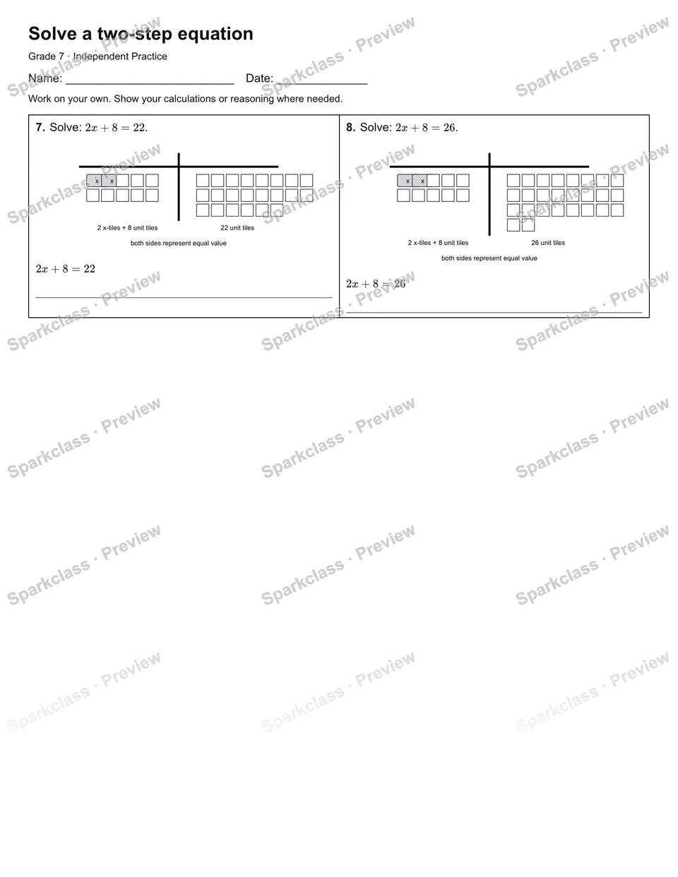 Solve a two-step equation — Independent Practice — page 2