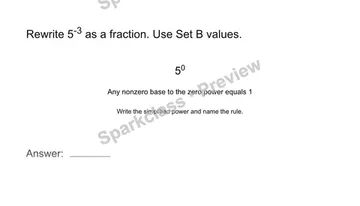 Interpret zero and negative exponents — Grade 8 problem preview
