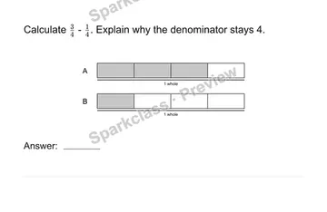 Add and subtract like-denominator fractions — Grade 4 problem preview