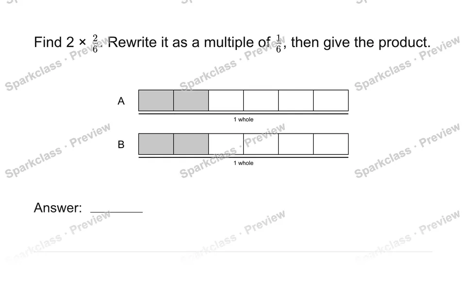 Multiply a fraction by a whole number — page 1