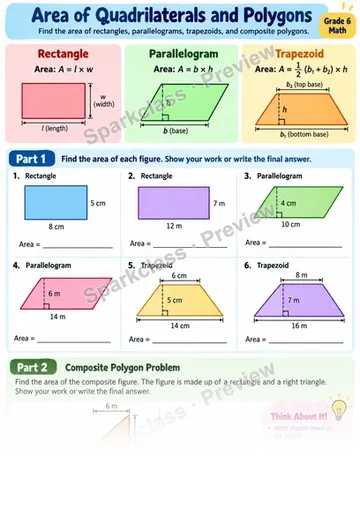 Polygon Area — Grade 6 worksheet preview